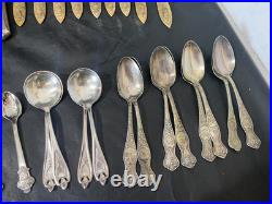 Silverplate flatware and more lot of 91 mixed spoon fork knife Rogers Tudor +