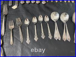 Silverplate flatware and more lot of 91 mixed spoon fork knife Rogers Tudor +