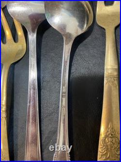 Silverplate flatware and more lot of 91 mixed spoon fork knife Rogers Tudor +