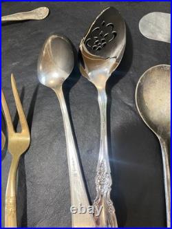 Silverplate flatware and more lot of 91 mixed spoon fork knife Rogers Tudor +