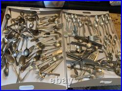 Silverplate flatware fork spoon knife 142 pieces mixed brands Rogers Oneida +