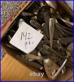 Silverplate flatware fork spoon knife 142 pieces mixed brands Rogers Oneida +