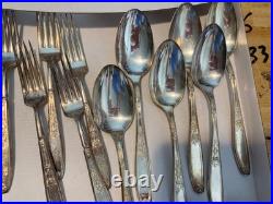Silverplate flatware fork spoon knife 142 pieces mixed brands Rogers Oneida +