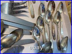 Silverplate flatware fork spoon knife 142 pieces mixed brands Rogers Oneida +