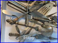 Silverplate flatware fork spoon knife 142 pieces mixed brands Rogers Oneida +