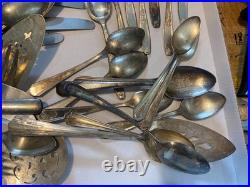Silverplate flatware fork spoon knife 142 pieces mixed brands Rogers Oneida +