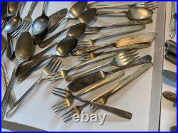 Silverplate flatware fork spoon knife 142 pieces mixed brands Rogers Oneida +