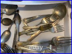 Silverplate flatware fork spoon knife 142 pieces mixed brands Rogers Oneida +