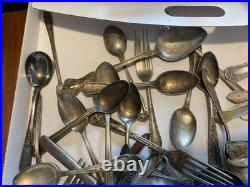 Silverplate flatware fork spoon knife 142 pieces mixed brands Rogers Oneida +