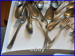 Silverplate flatware fork spoon knife 142 pieces mixed brands Rogers Oneida +