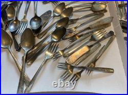Silverplate flatware fork spoon knife 142 pieces mixed brands Rogers Oneida +