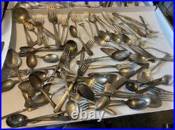 Silverplate flatware fork spoon knife 142 pieces mixed brands Rogers Oneida +