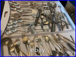 Silverplate flatware fork spoon knife 142 pieces mixed brands Rogers Oneida +