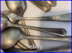 Silverplate flatware fork spoon knife 142 pieces mixed brands Rogers Oneida +