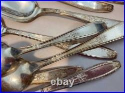 Silverplate flatware fork spoon knife 142 pieces mixed brands Rogers Oneida +