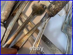 Silverplate flatware fork spoon knife 142 pieces mixed brands Rogers Oneida +
