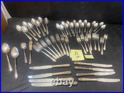 Silverplate flatware set Wm Rogers Jubilee 52 floral vintage fork knife spoon +