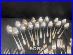 Silverplate flatware set Wm Rogers Jubilee 52 floral vintage fork knife spoon +