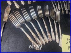 Silverplate flatware set Wm Rogers Jubilee 52 floral vintage fork knife spoon +