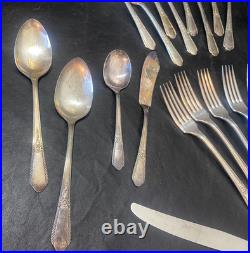 Silverplate flatware set Wm Rogers Jubilee 52 floral vintage fork knife spoon +