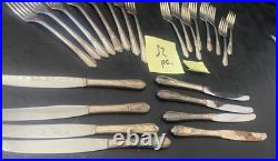 Silverplate flatware set Wm Rogers Jubilee 52 floral vintage fork knife spoon +