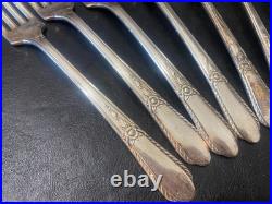 Silverplate flatware set Wm Rogers Jubilee 52 floral vintage fork knife spoon +