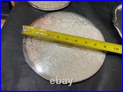 Silverplate tray trivet silver plate lot of 8 gorham wilcox rogers pre-owned