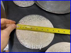 Silverplate tray trivet silver plate lot of 8 gorham wilcox rogers pre-owned