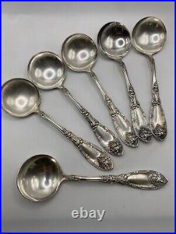 Six La Vigne by 1881 Rogers Plate Silverplate Large Cream Soup Spoons 6 3/8