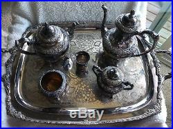 Stamped 1847 Rogers Brothers Silver Heritage Tea/coffee Set Floral Footed