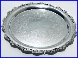 Stunning Antique 15 Round Victorian Magic Rose By Roger Bros Silver Plate Tray
