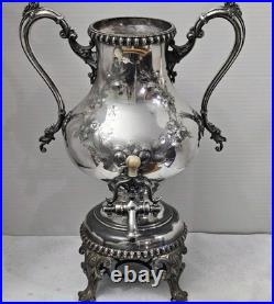 Stunning Antique Embossed Silver Plate Coffee Urn By Rogers Bros. Missing Lid