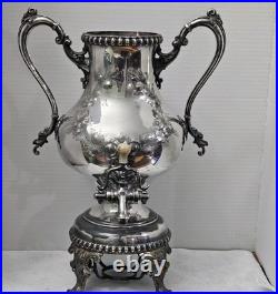 Stunning Antique Embossed Silver Plate Coffee Urn By Rogers Bros. Missing Lid