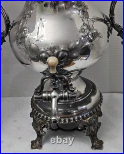 Stunning Antique Embossed Silver Plate Coffee Urn By Rogers Bros. Missing Lid