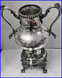 Stunning Antique Embossed Silver Plate Coffee Urn By Rogers Bros. Missing Lid