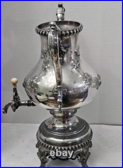 Stunning Antique Embossed Silver Plate Coffee Urn By Rogers Bros. Missing Lid
