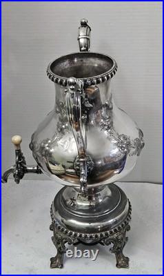 Stunning Antique Embossed Silver Plate Coffee Urn By Rogers Bros. Missing Lid