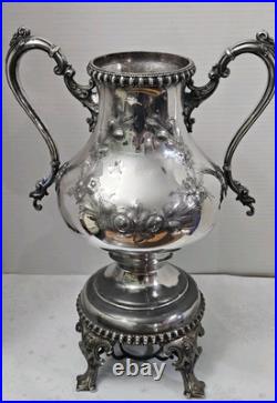 Stunning Antique Embossed Silver Plate Coffee Urn By Rogers Bros. Missing Lid