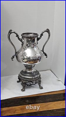Stunning Antique Embossed Silver Plate Coffee Urn By Rogers Bros. Missing Lid
