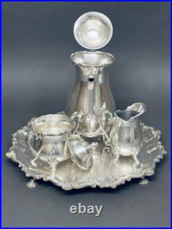 Stunning Antique Set of Three Roger Bros Silver Plate on Footed Friedman Tray Stunning Antique Set of Three Roger Bros Silver Plate on Footed Friedman Tray