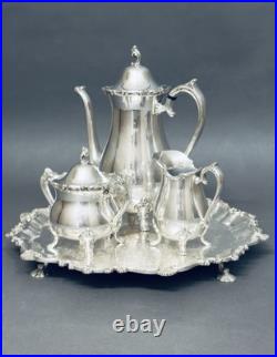 Stunning Antique Set of Three Roger Bros Silver Plate on Footed Friedman Tray Stunning Antique Set of Three Roger Bros Silver Plate on Footed Friedman Tray