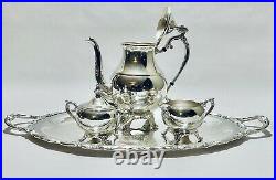 Stunning Antique Tea Set of Four FB Rogers Silver Plated