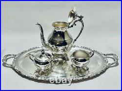 Stunning Antique Tea Set of Four FB Rogers Silver Plated
