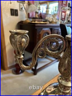 Stunning Antique William Rogers New York Candelabra Silver Plate 12.75 T Footed