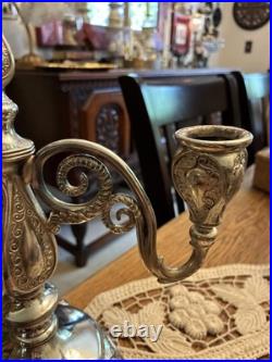 Stunning Antique William Rogers New York Candelabra Silver Plate 12.75 T Footed