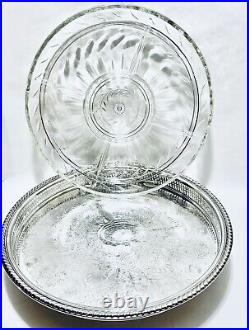 Stunning Antiques WM Rogers Lazy Susan Silver Plate With Glass Insert
