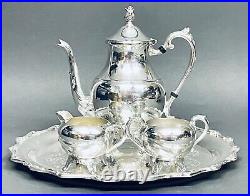 Stunning Vintage Set of 3 FB Rogers Tea Set On Roger Bros Silver Plate Tray