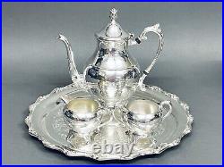 Stunning Vintage Set of 3 FB Rogers Tea Set On Roger Bros Silver Plate Tray