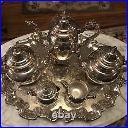 Stunning Wm Rogers By Oneida 6pc Silverplate Tea Set Coffee Tray Ornate