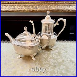 Tea & Coffee Set withtray. Gold washed silver plate Roger's bros daffodil pattern